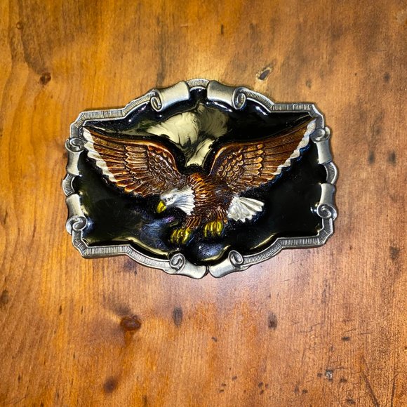 s-l400.jpg Vintage Flying Eagle Enamel & Brass Buckle